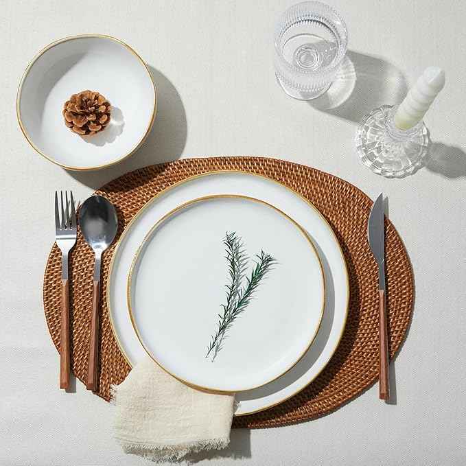 32 Piece White Dinnerware Set with Pasta Bowls, Reactive Glaze Stoneware for 8 | Perfect for Multi‑Course Dinners, Hosting Large Groups, Holiday Serving Needs