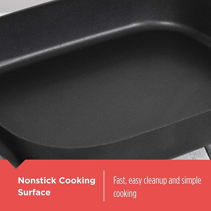 BLACK+DECKER Electric Skillet,Variable Temperature Control,Nonstick Cooking Surface,Dishwasher Safe,Tempered Glass Lid,12"x15",(Pack of 2)