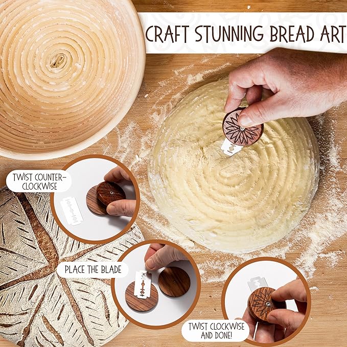 Superbaking Sourdough Proofing Basket Gift Set, Round 9" & Oval 10" Banneton, Sourdough Starter Kit, Sourdough Banneton Basket, Banneton Bread Proofing Basket Set of 2, Sourdough Bread Baking Supplies