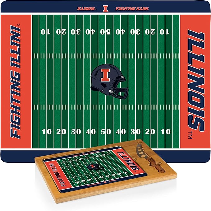 PICNIC TIME NCAA Icon Glass Top Cutting Board & Knife Set, Cheese Boards Charcuterie Boards, Serving Platter, (Parawood & Bamboo)
