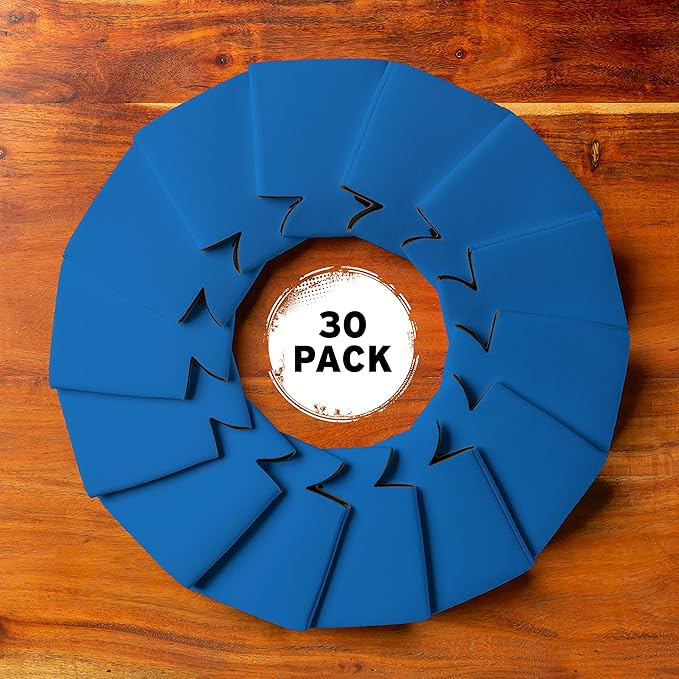 Blank Beer Can Coolers Sleeves (30-Pack) Soft Insulated Beer Can Coolies - HTV Friendly Plain Koolies in Bulk for Beer Cans & Bottles - Coolie Blanks for Vinyl Projects & Wedding Favors (Blue)