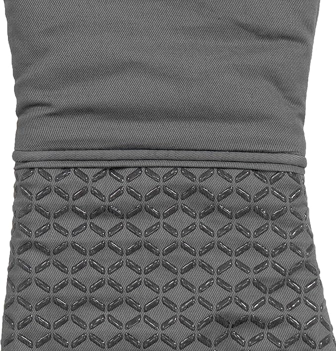 All-Clad Premium Ogee Silicone Printed Oven Mitt: Heat Resistant to 500 Degrees - 100% Cotton and Silicone, 14"x7" Oven Mitt for Kitchen and Barbeque, 2-Pack, Pewter