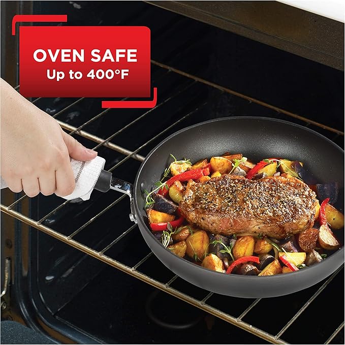 T-Fal Ultimate Hard Anodized Nonstick Griddle 10.25 Inch Oven Broiler Safe 400F Cookware, Pots and Pans, Dishwasher Safe Grey