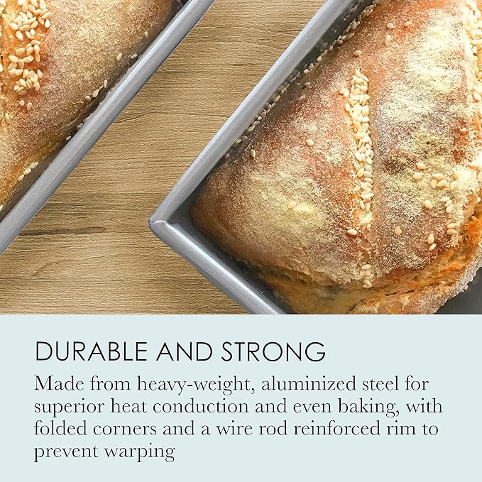 Chicago Metallic Loaf Pan, Commercial II, 1-Pound | Uncoated | Traditional | Pack of 2