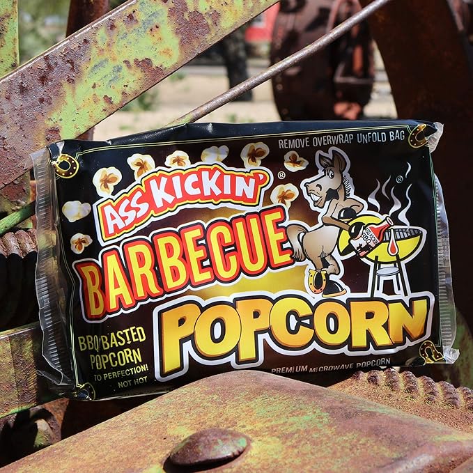 ASS KICKIN' BBQ Microwave Popcorn Bags - 12 Pack - Ultimate Barbecue Gourmet Popcorn Gift - Makes a Great Movie Theater Popcorn or Snack Food for Movie Night
