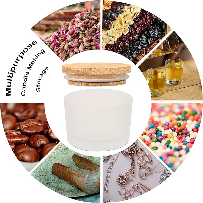 MILIVIXAY 20 Pack 4 OZ Frosted White Glass Candle Jars with Lids and Candle Making Kits - Bulk Wide Mouth Small Empty Candle Jars for Making Candles - Spice, Powder Containers.