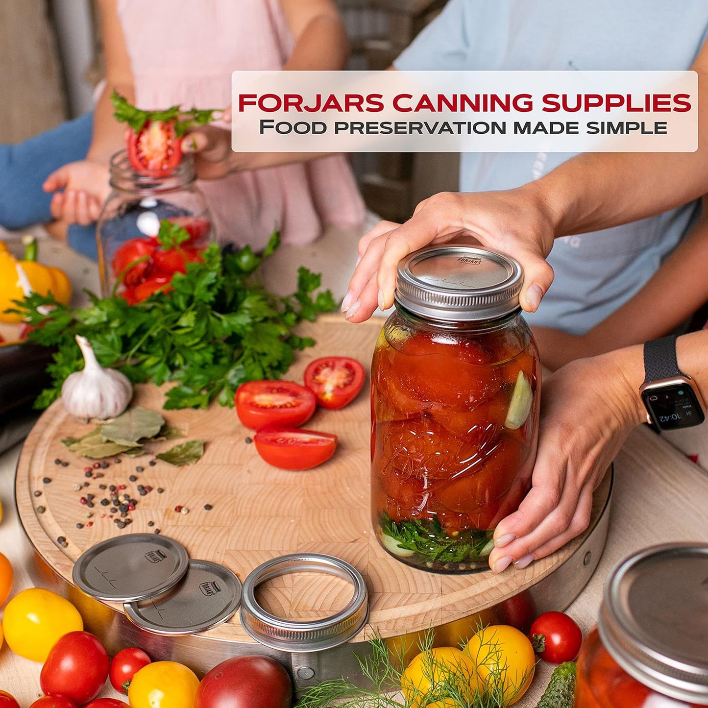 Wide Mouth Canning Lids, 50-Pack – Create Airtight Seals on Mason Jars to Preserve Food for Meal Prep & Emergency Food Storage – 3.4 In. Metal Lids with Silicone Seals – Canning Supplies by FORJARS