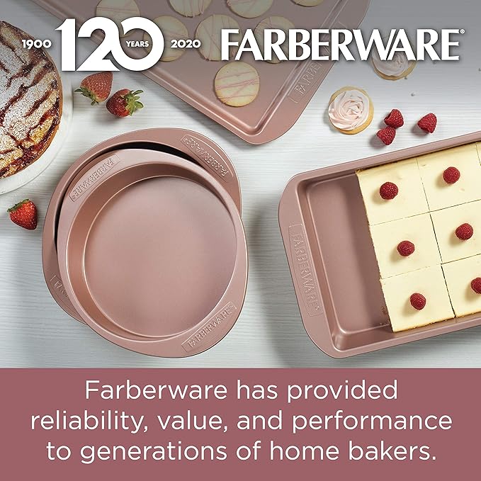 Farberware Nonstick Bakeware Baking Pan / Nonstick Cake Pan, Round - 9 Inch, Red