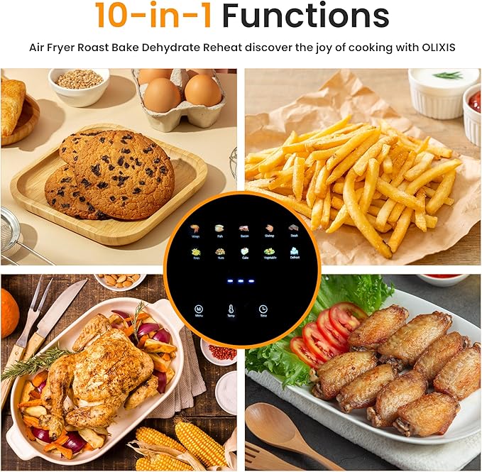 HealSmart 10-in-1 Glass Air Fryer, 4.7QT Non-Toxic Healthy Air Fryer with Rapid Air Crisping Technology, Versatile Functions for Bake, Roast, Dehydrate & Reheat, Nonstick & Dishwasher Safe Design