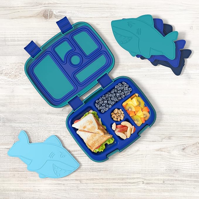 Bentgo Buddies Reusable Ice Packs - Slim Ice Packs for Lunch Boxes, Lunch Bags, and Coolers - Multicolored 4 Pack (Shark)
