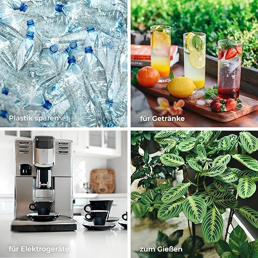 Wessper Water Filter Jug Glass 3 L Crystaline, Set Water Jug and 2 Filters Aqua Classic, Water Carafe for Drinking Water Compatible with Brita Classic, Dafi - Black