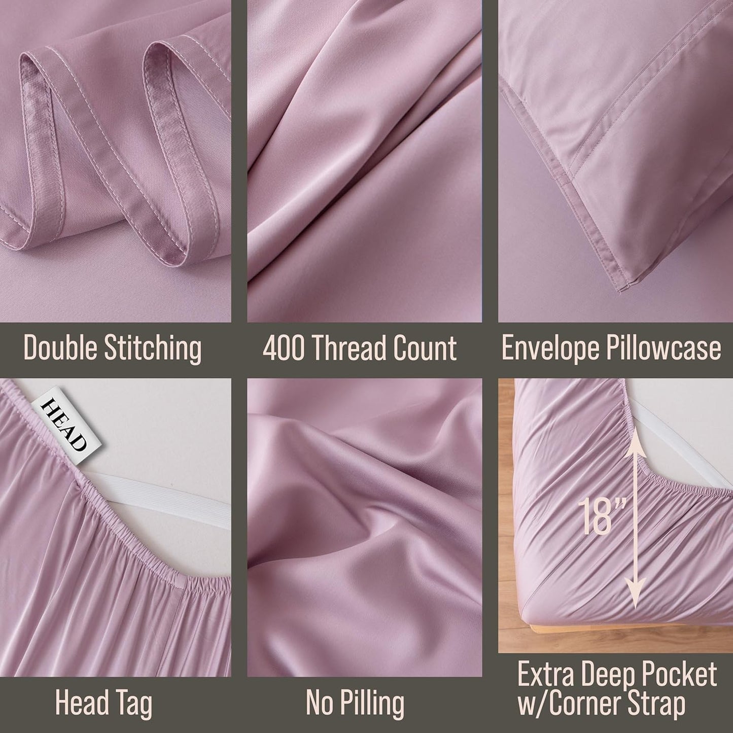 Bella Coterie Luxury Bamboo Viscose Cal King Size Sheet Set | 100% Organically Grown | Ultra Soft | Cooling for Hot Sleepers | 18" Deep Pocket [Lilac]