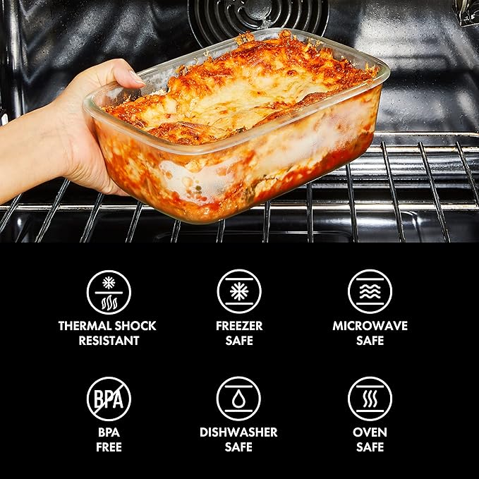 OXO Glass Food Storage Container, Rectangle, 1.6 Cup | Smart Seal | Leakproof | Pack of 2