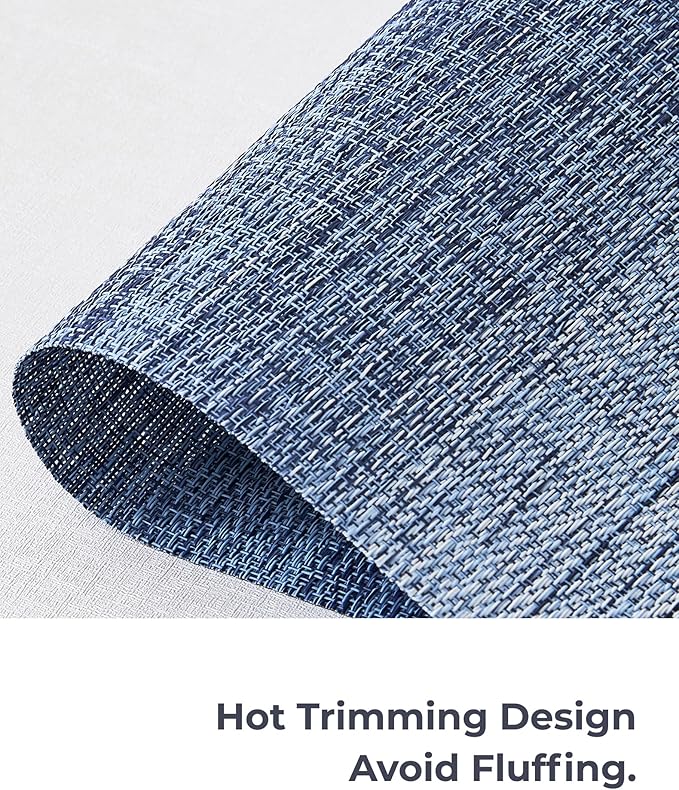 Leetaltree Gradient Blue Woven Placemats Set of 8 - Heat Resistant Non-Slip Place mats for Dining Table, Washable Durable PVC Vinyl Woven Table Mats(Gradient Blue, 8)