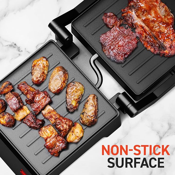 Elite Gourmet EPN160 5.5 x 5.3" Multifunctional, Compact Electric Panini Press, Contact Grill, 180° Flat Grill, Lightweight, Floating Top-plate, Cool-touch Handle Non-Stick Surface, Black