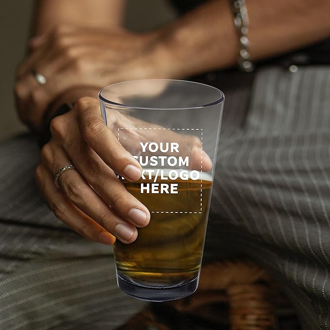 Custom Libbey Pint Glass 16 oz. Set of 50, Personalized Bulk Pack - Beer Glasses, Heavy Duty Drinkware - Black