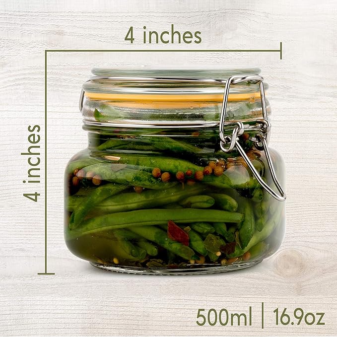Galashield Glass Jars with Lids 16 oz Food Storage Jars with Airtight Lids Leak Proof Glass Canisters Kitchen Jars [Set of 2]