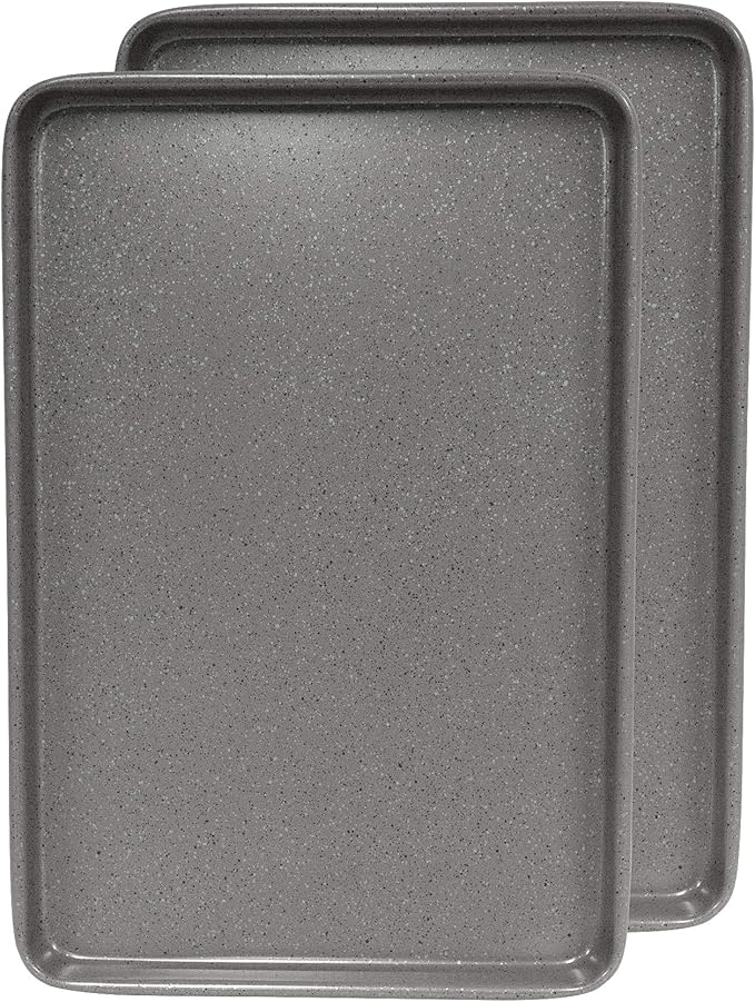 casaWare 2pc Ultimate Commercial Weight 15 x 10 x 1-Inch Cookie Sheet Set (Silver Granite)
