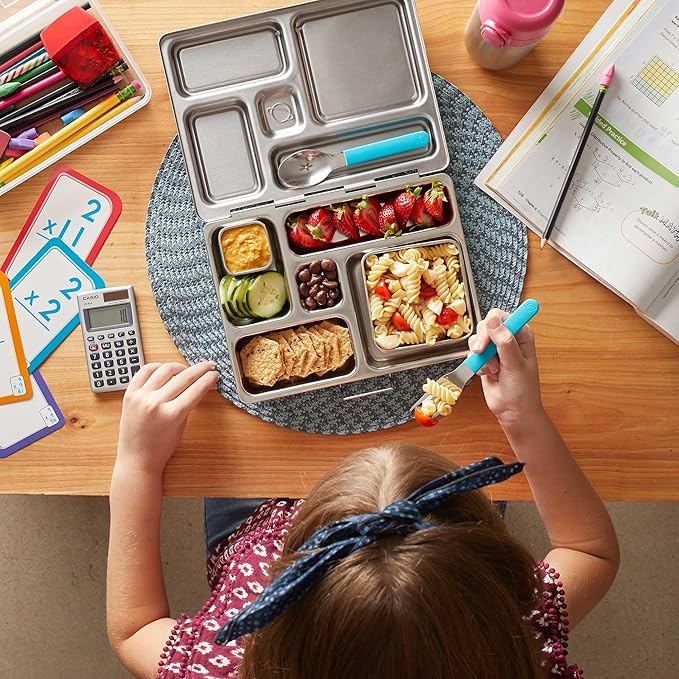 PlanetBox Rover Stainless Steel Bento Box Style Lunch Box for Kids with 5 Compartments – Durable, Dishwasher Safe and BPA-Free Food Container