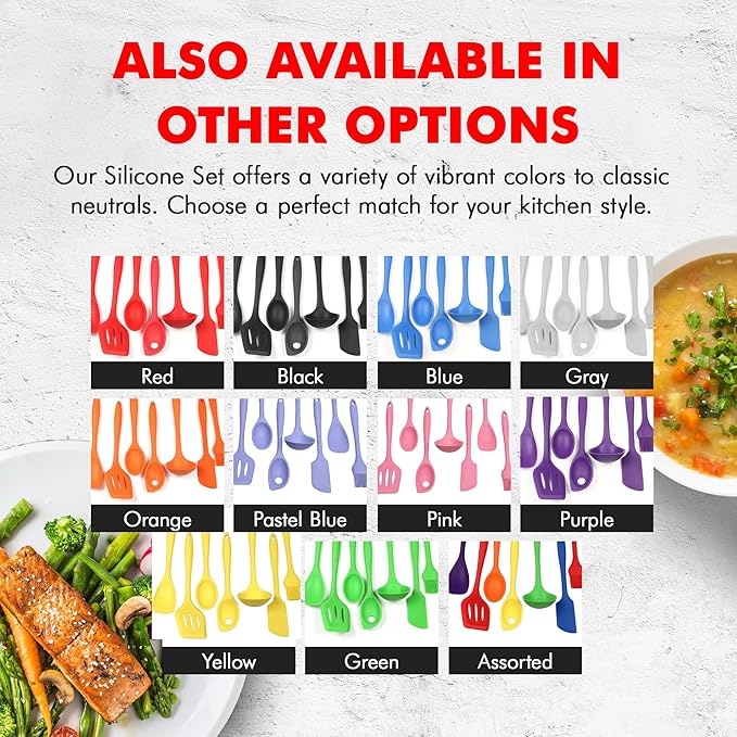 Chef Craft 7 Piece Silicone Kitchen Tool and Utensil Set, Orange (42078)