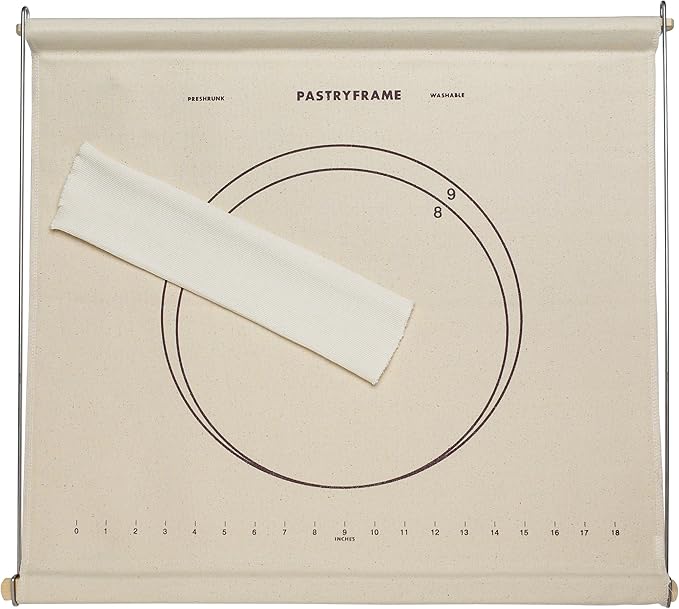 Mrs. Anderson’s Baking Non-Stick Pastry Cloth Frame and Rolling Pin Cover Set, Collapsible with Printed Measurement Guides, 20-Inches x 20-Inches