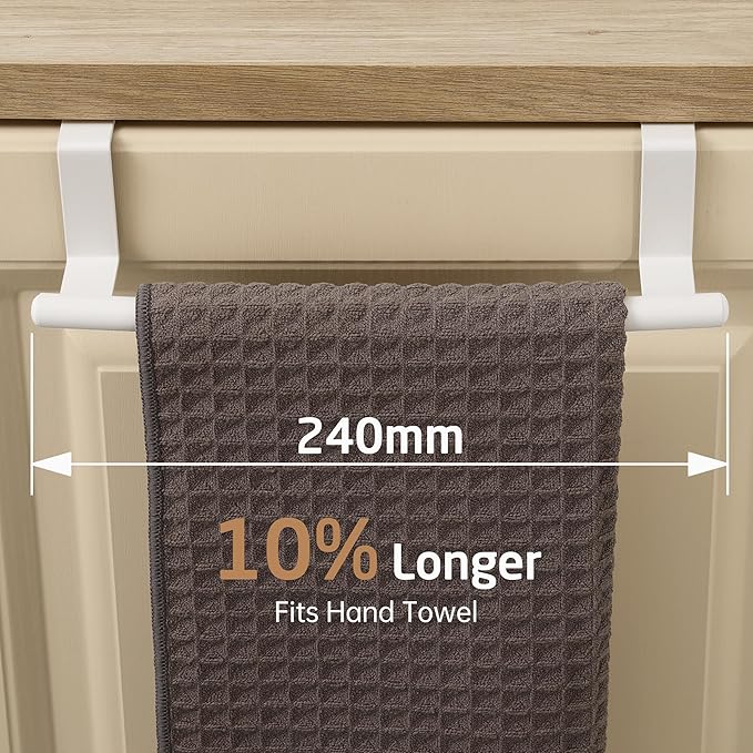 KES Over Cabinet Door Towel Bar Fit 1" Thick, Kitchen Towel Holder, Kitchen Towel Rack, Cabinet Towel Holder Scratchproof, White 2 Pack, KTH500S26-WH-P2