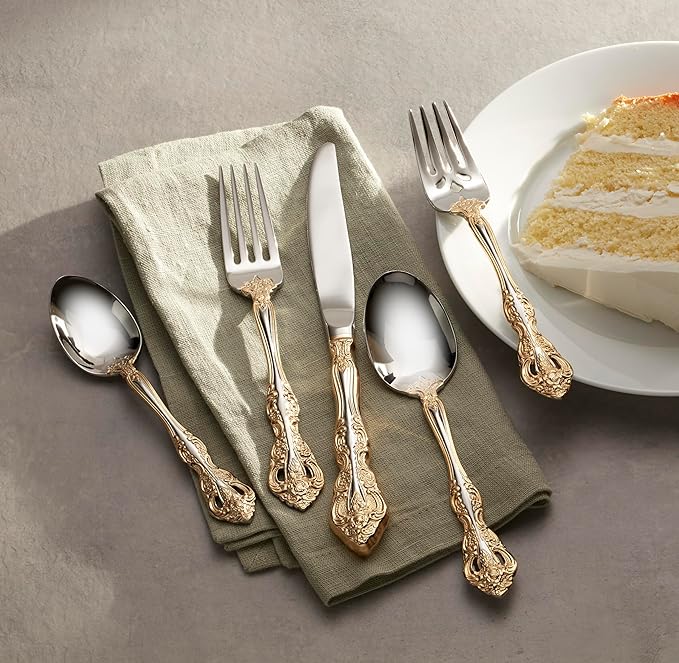 Oneida F100020Al20 Golden Michelangelo 20 Piece Fine Flatware Set, Service For 4, Metallic