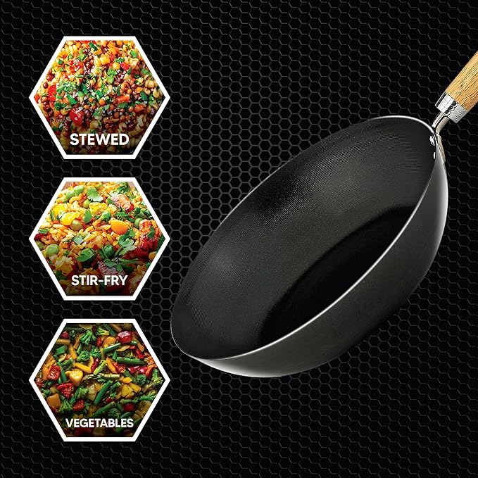 Helen's Asian Kitchen Wok, Non-Stick Xylan with Bamboo Handle, 12-Inches