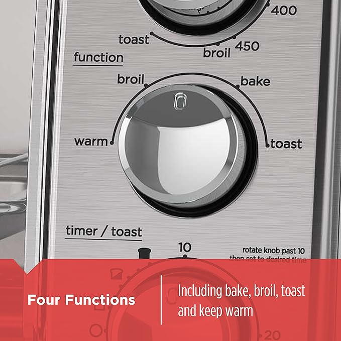 BLACK+DECKER 4-Slice Toaster Oven with Natural Convection, Stainless Steel, TO1760SS (TO1760SST-1)