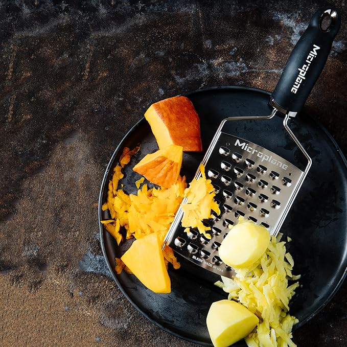 Microplane Gourmet Series Ultra Coarse Grater - Stainless Steel Durable Cheese & Vegetable Grater with Non-Slip Handle for Kitchen, Professional Chef Tools & Equipment
