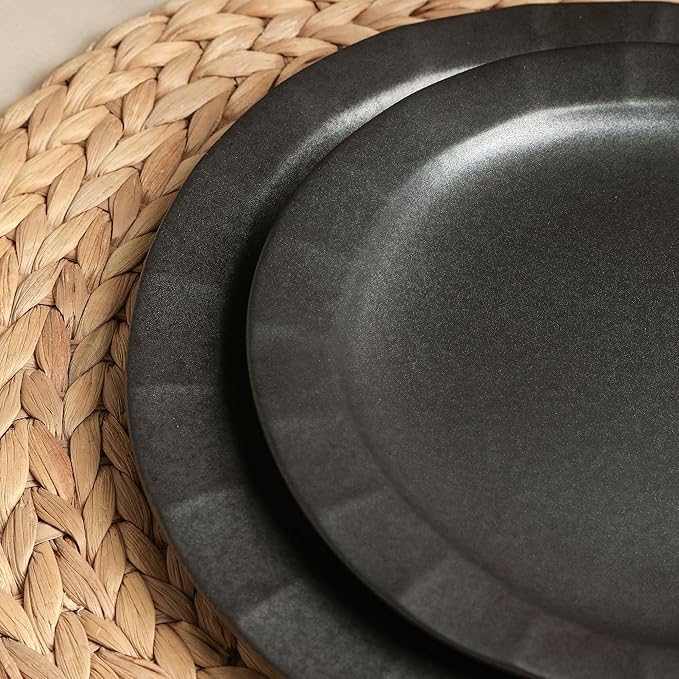 Stone Lain Oasis 4-Piece Dinner Plate Set Stoneware, Black