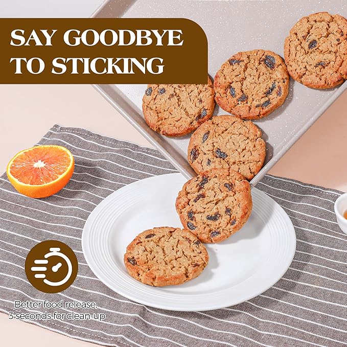 6 Pcs Baking Pans Set, Silicone Bakeware Sets with Metal Reinforced Frame, Nonstick Stackable Carbon Steel Non Toxic Baking Sets for Cooking (Brown)