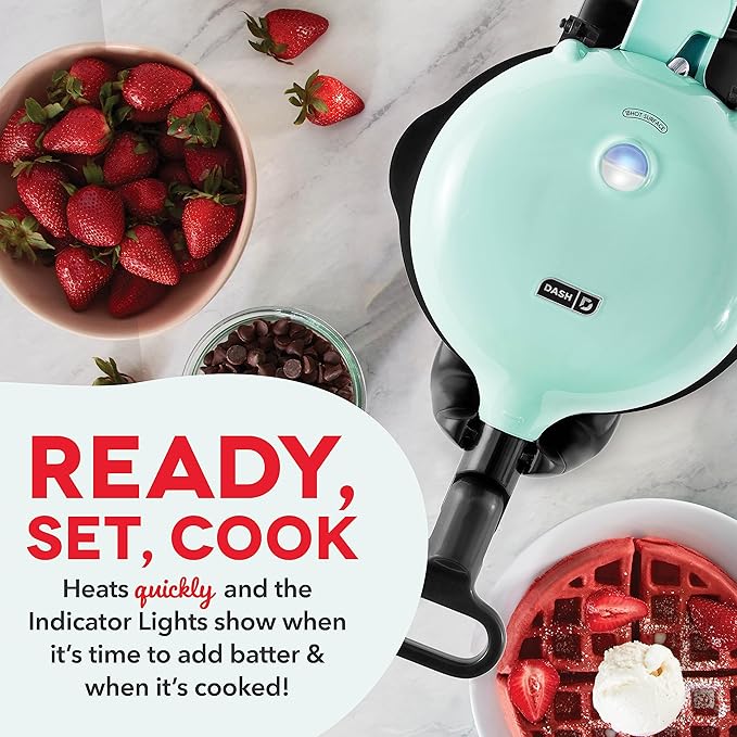 Dash Flip Belgian Waffle Maker - nonstick surface - Rotating Belgian Waffle Maker with Quick Heat-Up System for Easy Breakfasts - Supports Multi-Use - Aqua