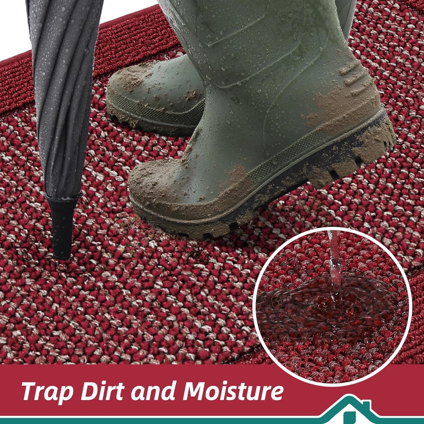 BEQHAUSE Indoor Door Mat 24" x 60", Dirt Trapper Door Mats Non-Slip Entryway Rugs Washable, Resist Dirt Absorbent Welcome Mat, Low Profile Floor Mats for Front Back Door and Entryway, Red