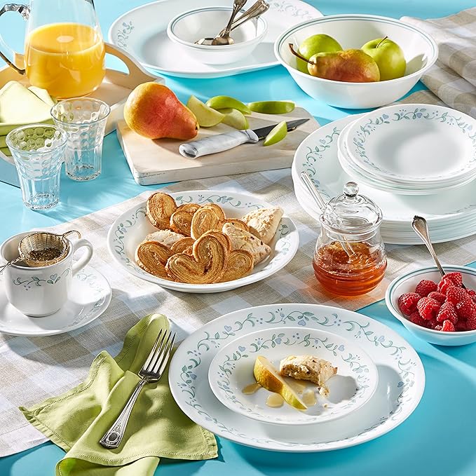 Corelle Dinnerware Set (Set of 4 Bowls, Country Cottage) Set for 4 | Includes 4 x Cereal/Soup Bowls