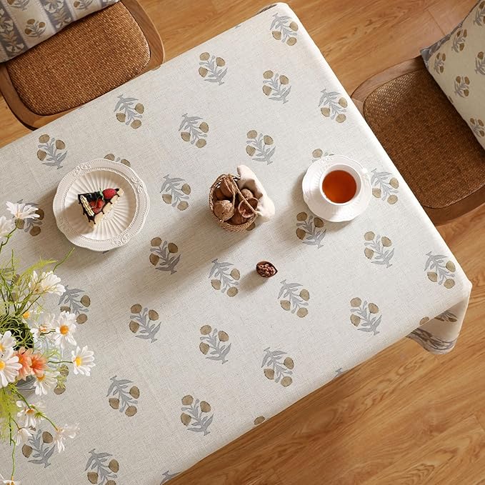 patdrea Designer Beige Long Tablecloth for Rectangle Table,Elegant Linen Floral Pattern French Table Cloth,Decor Cover Cloth for Kitchen Dining Christmas,Thanksgiving,Party,563"x94"-Istana a