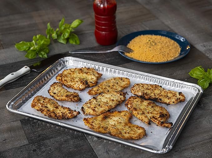 16 x 11 Inch 20 Pack Large Aluminum Pans Cookie Sheets Heavy Duty Non Stick Disposable Baking Trays for Cookies Bacon Brownies Rectangular Foil Pans for Oven Broiler Cooking Grilling Catering