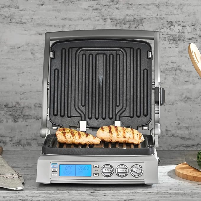 Cuisinart 6-in-1 Elite Griddler, Electric Grill, Griddle & Top Melt, 500°F Temperature Sear Function, LCD Screen, Dishwasher-Safe Cooking Plates, GR-300NAS, Stainless Steel
