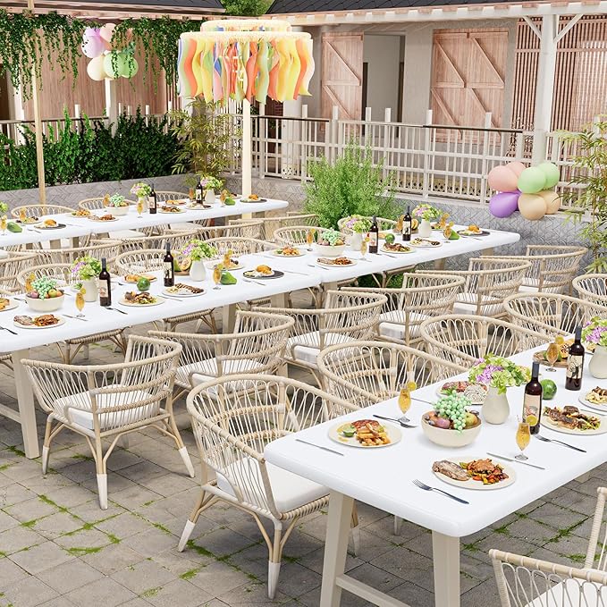 homing Square Table Cloth Cover, Waterproof Polyester Elastic Fitted Tablecloth, Washable Table Protector for Picnic, Camping, Outdoor (White, 34" x 34")