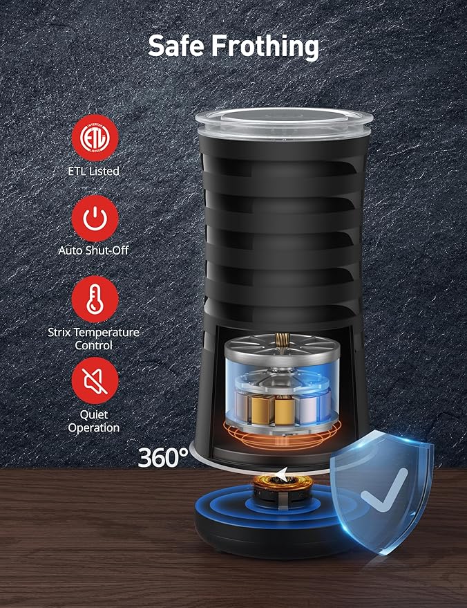 Electric Milk Frother, Paris Rhône 4-in-1 Milk Steamer and Frother, Hot & Cold Foam Milk Warmer with Temperature Control, Auto Shut-Off Frothers for Coffee, Latte,Macchiato, Cappuccino