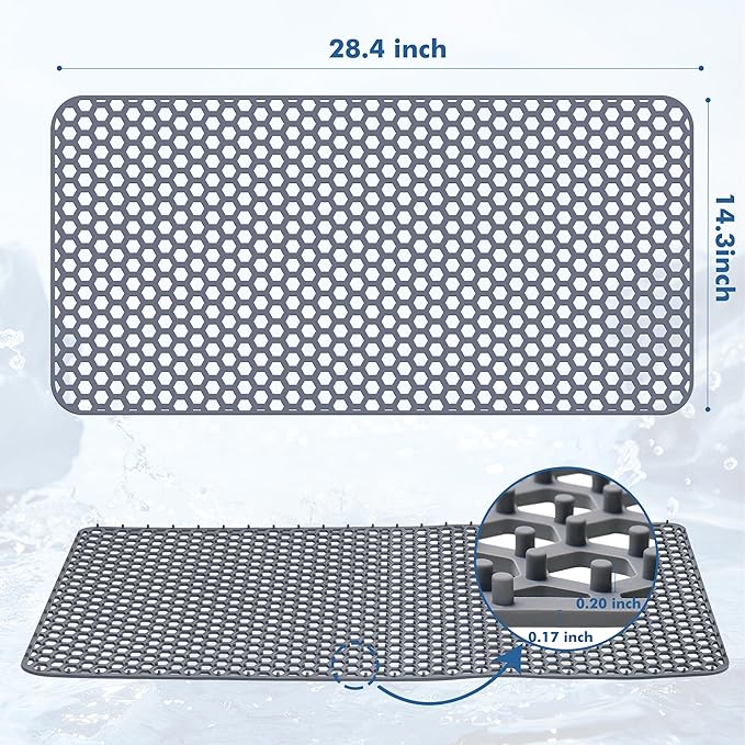 Bestjing Silicone Sink Protectors for Kitchen Sink - 28.4"x 14.3" Kitchen Protector Mat Accessory, Non-Slip Heat Resistant Mat for Bottom of Farmhouse Porcelain Stainless Steel, Dishwasher Safe (Gray)