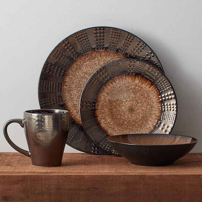 Mikasa Gourmet Basics Verona 16-Piece Stoneware Dinnerware Set, Service for 4, Includes Dinner Plates, Salad Plates, Soup Bowls and Mugs, Dishwasher and Microwave Safe