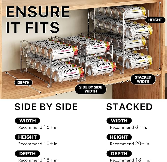 Simple Houseware 2PK Front Loading Tall Skinny Can Dispenser, Chrome