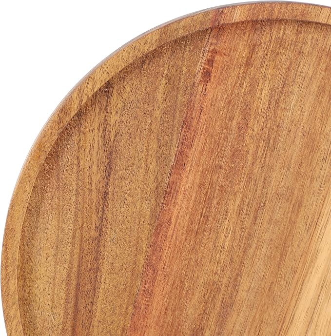 Elama 10 Inch Acacia Wood Lazy Susan Tray, Decorative Serveware, Tabletop Serving Piece (10 Inch Lazy Susan)