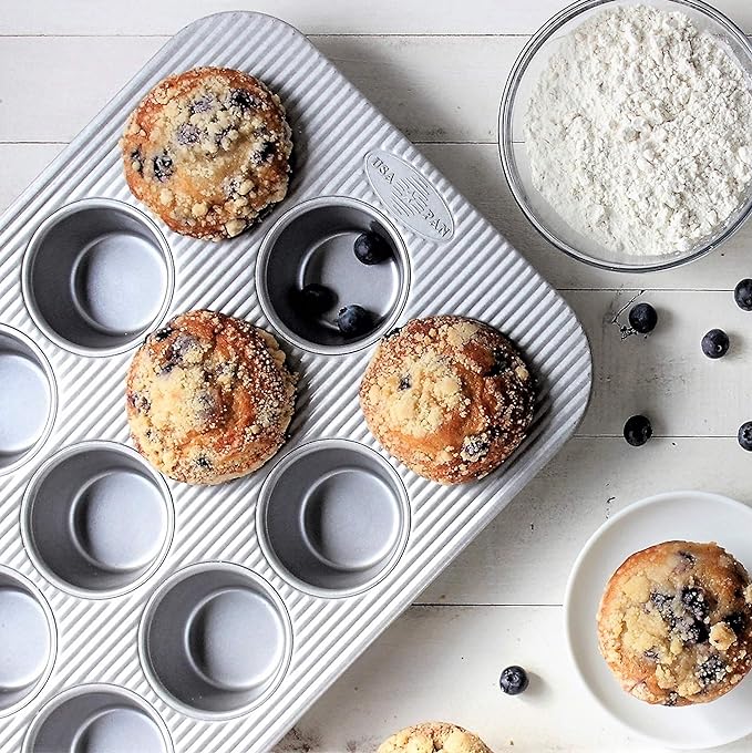 USA Pan Bakeware Muffin Pan, 12-Well, Set of 2, Aluminized Steel