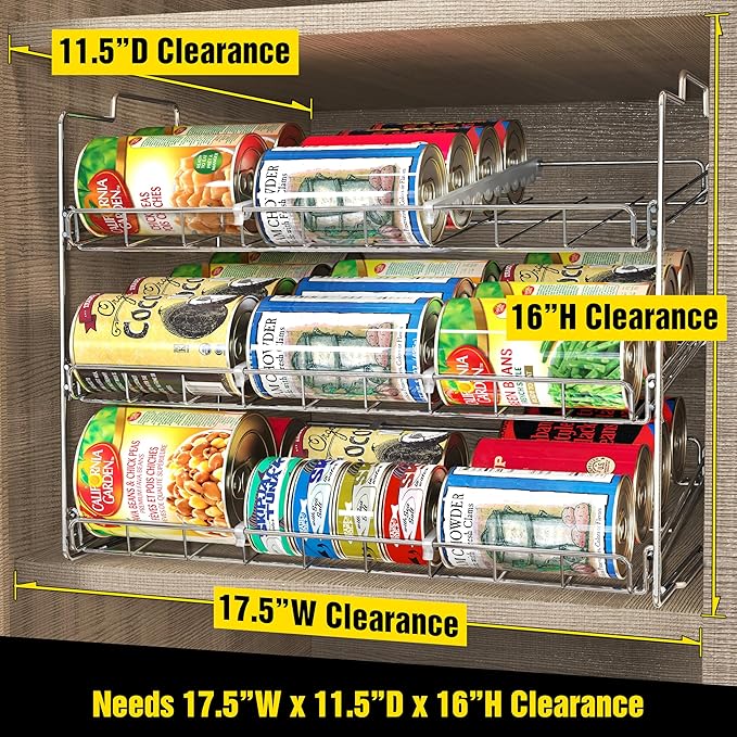 Deco Brothers Stackable Can Rack Organizer for Kitchen and Pantry, Holds Upto 36 Cans, Chrome Finish