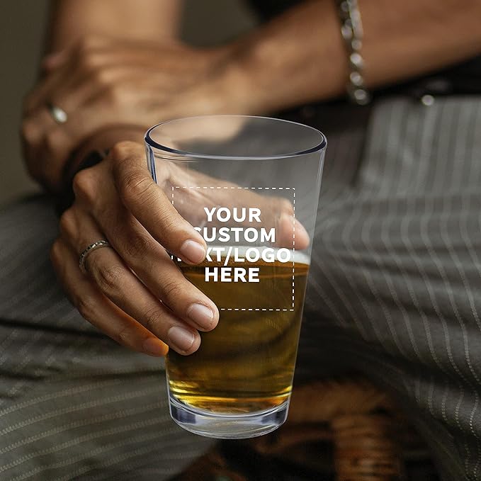 Custom Libbey Pint Glass 16 oz. Set of 50, Personalized Bulk Pack - Beer Glasses, Heavy Duty Drinkware - Clear