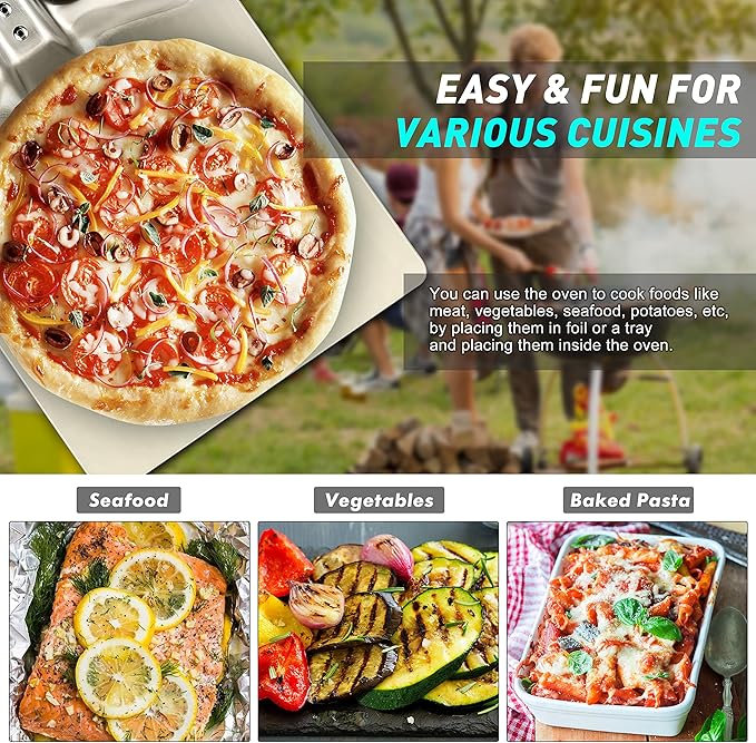 Templeton Home Pizza Oven Topper for BBQ & Grills, Includes Pizza Stone, Built In Temp Gauge, Cutter & Peel for Authentic Home Pizza Experience