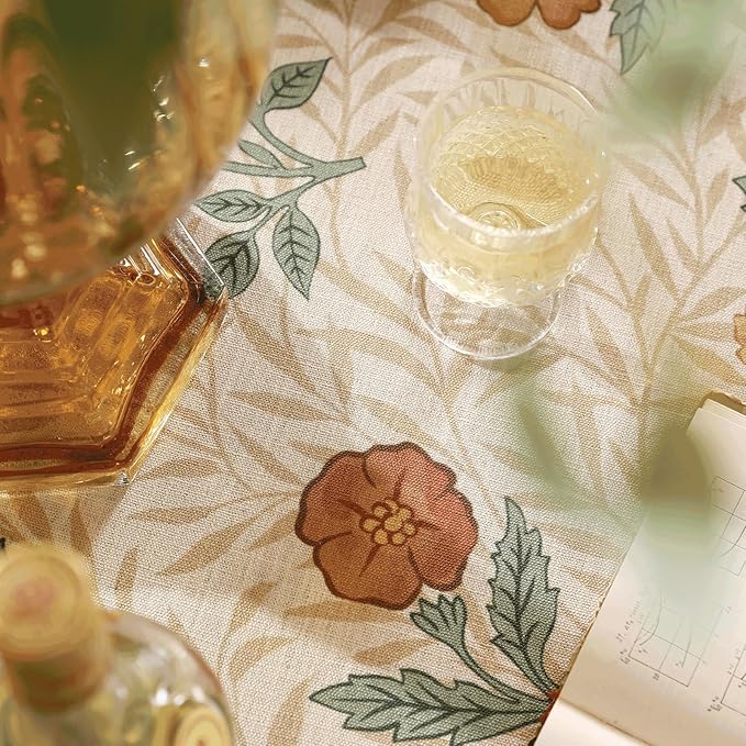 patdrea Designer French Vintage Long Rectangular Tablecloth,Yellow Floral Pattern Anti-Wrinkle Table Cloth,Dacorative Cover for Kitchen Dining Parties,Christmas,Thanksgiving,63"x94"-Cornflowers
