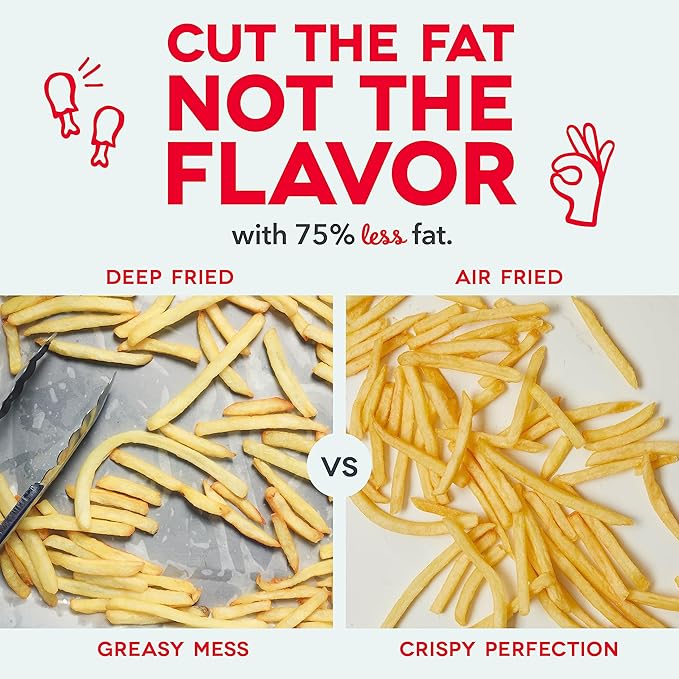Dash Tasti-Crisp™ Air Fryer - AirCrisp® Technology - Compact Design with Adjustable Temperature Control - Nonstick Fry Basket & Auto Shut-Off Feature - 2.6 Quarts - Cool Grey